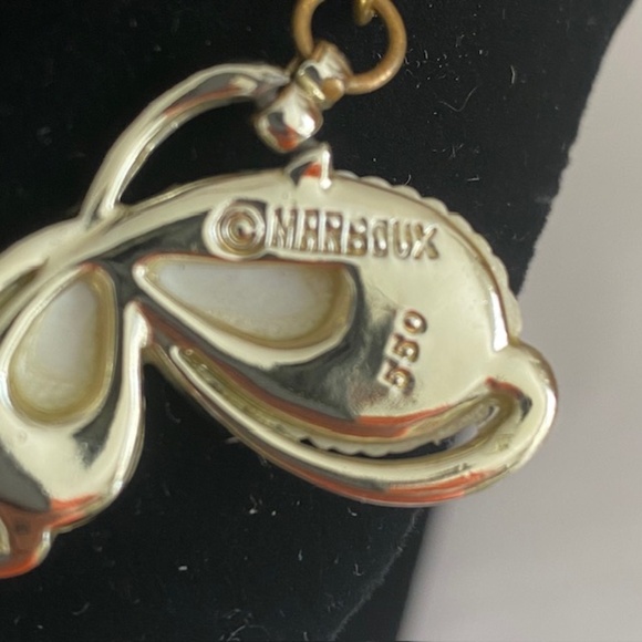 Vintage MARBOUX Signed Cream Leaf Design Silver Tone Choker Necklace - Picture 5 of 6